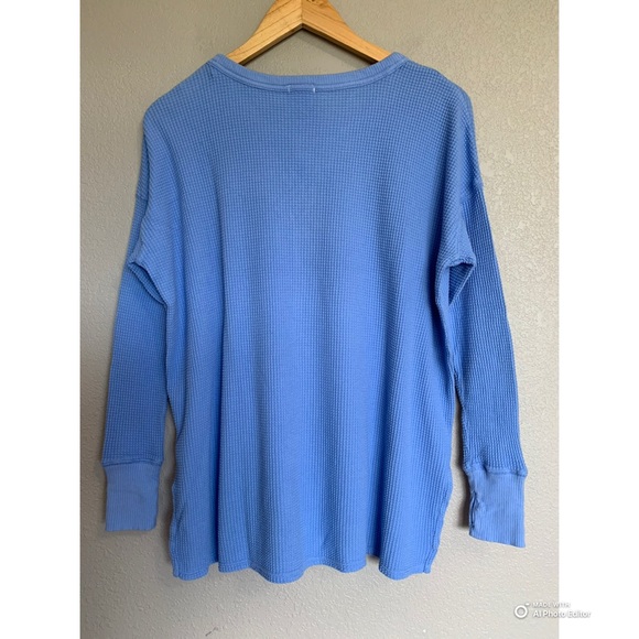 Aerie Offline XS Blue Oversized Takes Two To Tango Waffle Knit Top NWT - Picture 6 of 14